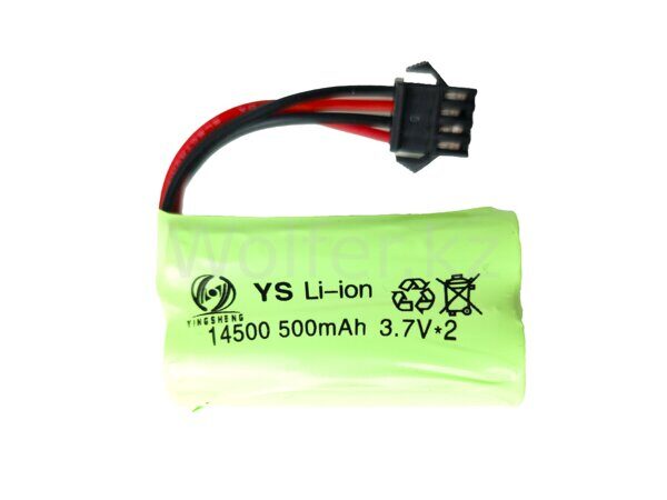 Аккумулятор Li-ion 14500/500mah 7.4V 4pin, литий-ионный, зеленый